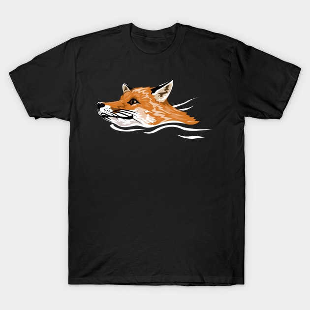 Swimming Fox T-Shirt by LaughingDevil